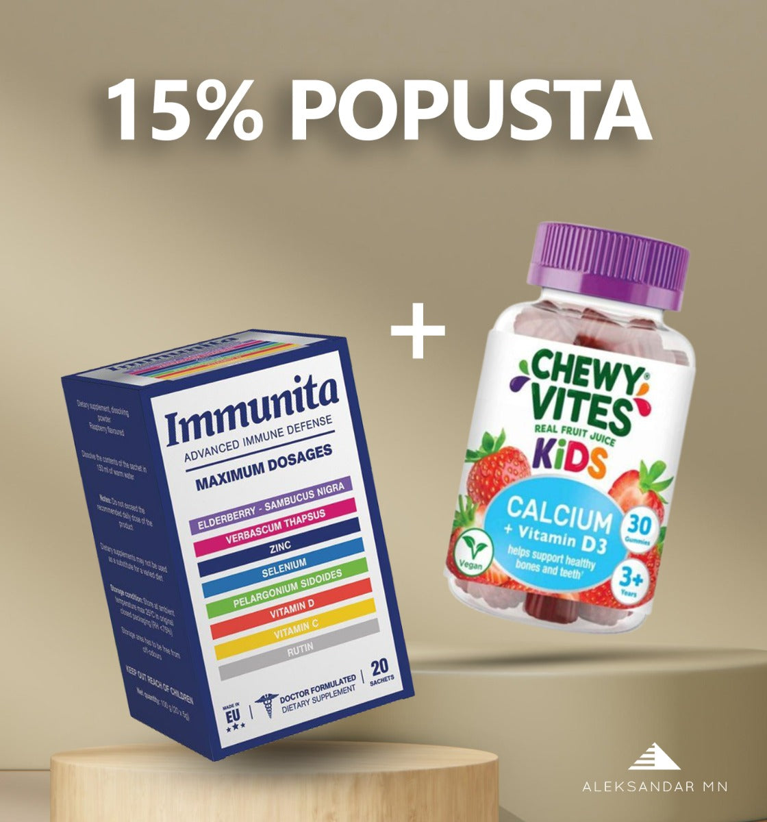 Immunita + Chewy vites kids CALCIUM + Vitamin D3