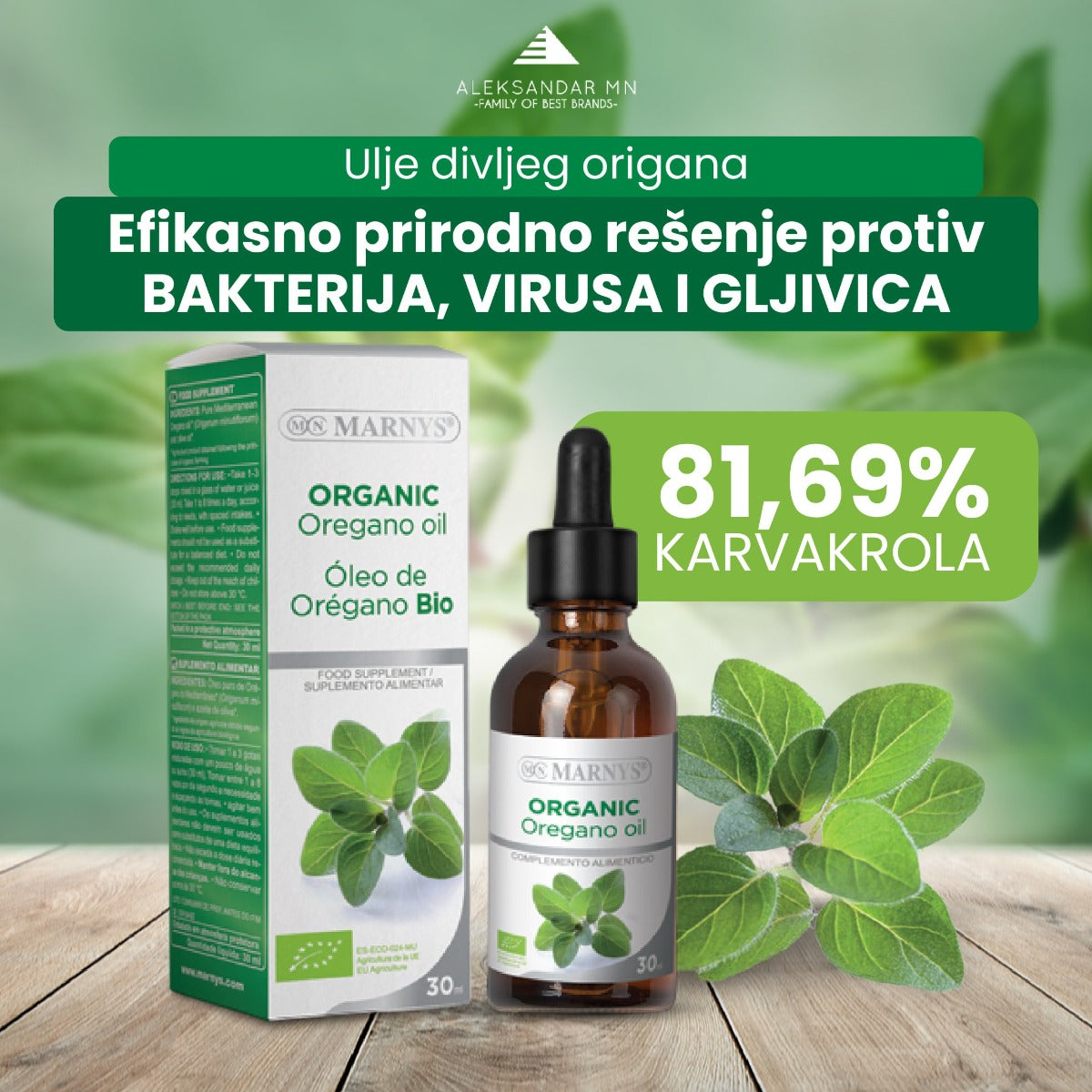 Marnys organsko ulje divljeg origana, 30ml