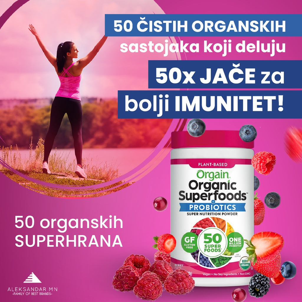 Orgain Organic Superfoods Probiotics, šumsko voće, 280g