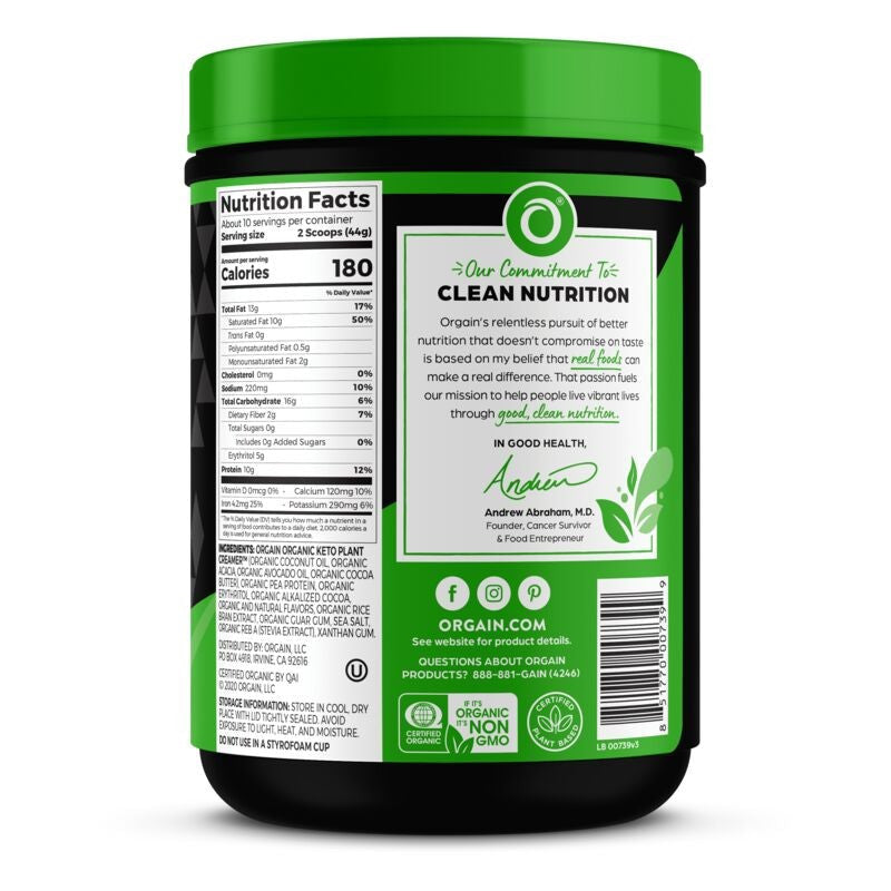 Orgain Keto biljni protein, čokolada, 440g