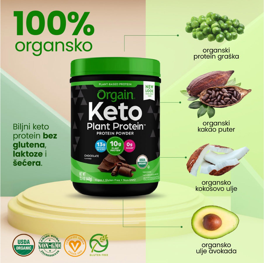 Orgain Keto biljni protein, čokolada, 440g