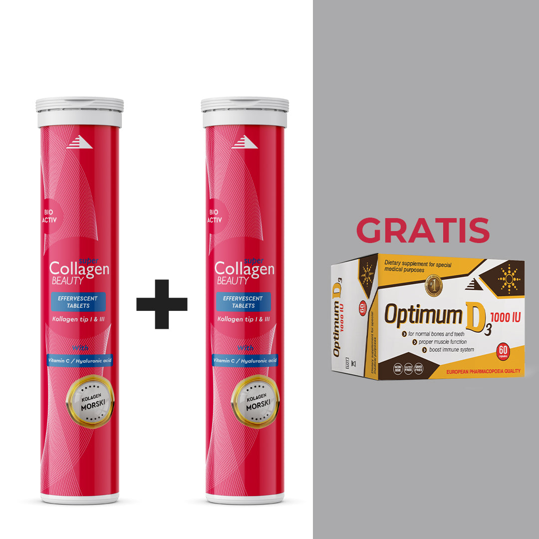 Super Collagen Beauty šumeće tablete 1+1 GRATIS + D3 vitamin 1000
