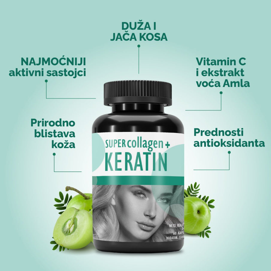 Super Collagen + Keratin, 60 kapsula 