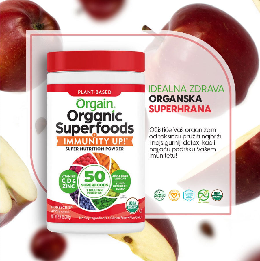 Orgain Superfoods Immunity Up, medena jabuka, 280g