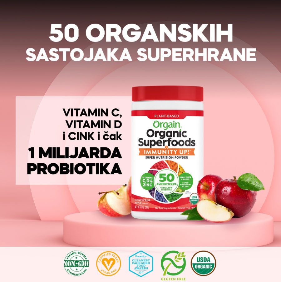Orgain Superfoods Immunity Up, medena jabuka, 280g