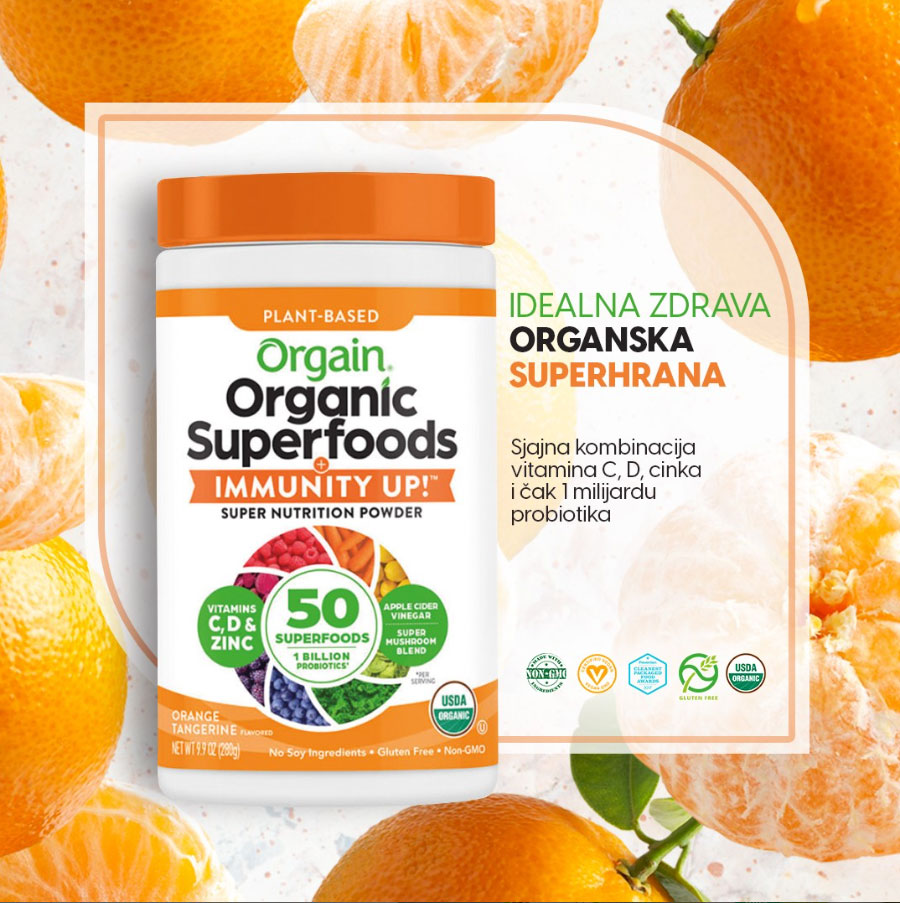 Orgain Superfoods Immunity Up, mandarina, 280g