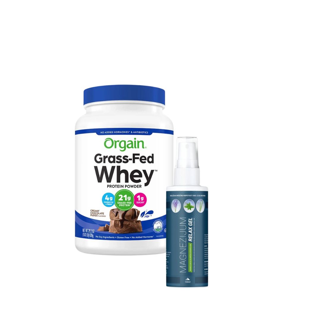 Orgain Whey protein u prahu, kremasta čokolada, 828g  + GRATIS Magnezijum Relax gel 150ml
